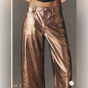 NWT Anthropologie Pilcro Metallic Bronze Wide-Leg Pants
